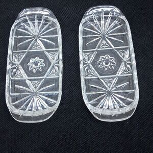 Lot Of 2 Vtg. Star Of David Anchor Hocking Prescut Butter Dish Plates.